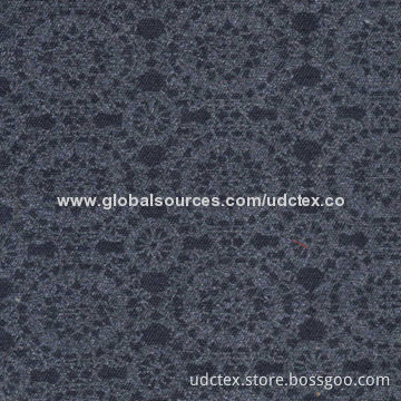 Cotton/Polyester Denim Fabric with Printed Pattern and Jacquard Style, Stretch Denim